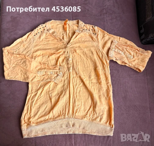 Дамска жълта риза с дълъг ръкав и капси на рамената-XL размер, снимка 2 - Ризи - 51237556