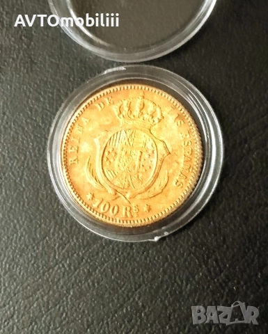 Позлатена испанска монета в капсула, снимка 3 - Нумизматика и бонистика - 52859391