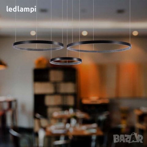 LED Полилей 57W Черен Алуминий и Акрил Кристал, снимка 6 - Полилеи - 42640757