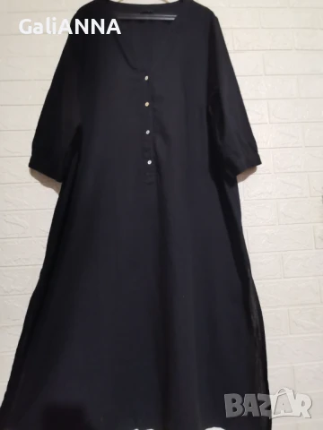 СТРАХОТНА РОКЛЯ ПАМУК И ЛЕН ZIZI 3XL-4XL, снимка 2 - Рокли - 51009900