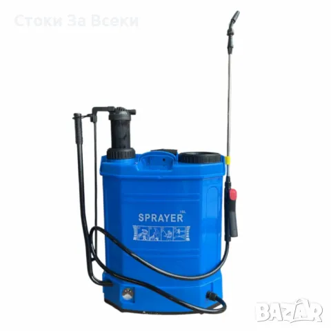 Пръскачка 2 в 1 с батерия и ръчно налягане 16 литра - Идеалният избор за всяка градина, снимка 1