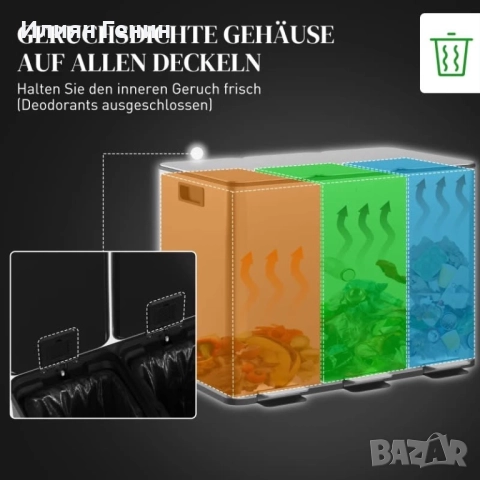 Кош за боклук с три отделения, снимка 11 - Други стоки за дома - 52633431