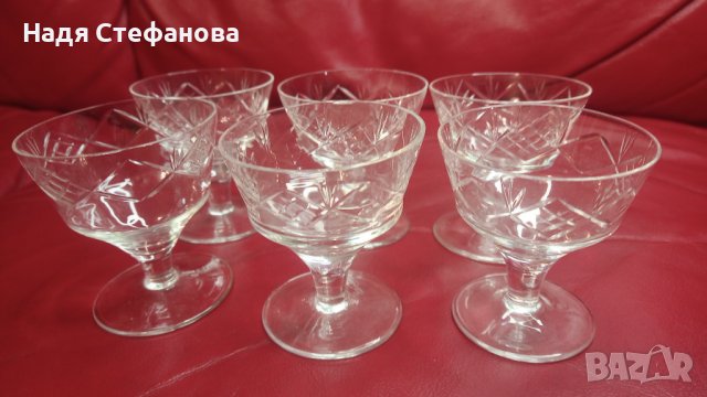 Кристални чашки за концентрат, гравюра, столче, 50 мл, 6 бр комплект
