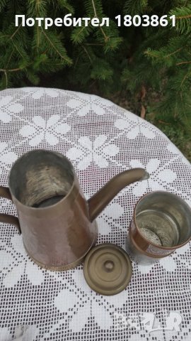 Комплект медни съдове +поднос/за чай, снимка 3 - Антикварни и старинни предмети - 42225687
