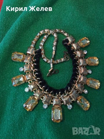 БОГАТА ОГЪРЛИЦА ПОЗЛАТА КАМЪНИ ЦИТРИН и ЦИРКОН РАЗКОШ 13853, снимка 2 - Колиета, медальони, синджири - 29771834