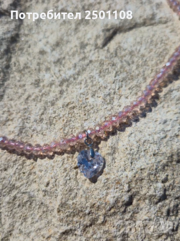 Колие с кристално сърце, снимка 2 - Колиета, медальони, синджири - 51043664