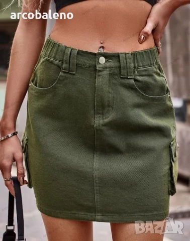 Дамска дънкова пола, ежедневна пола, 2цвята , снимка 4 - Поли - 51637566