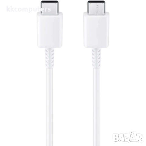 Оригинален кабел Samsung USB-C - USB-C, EP-DW767JWE, 25W, 1.8м, 3A, в плик, Бял