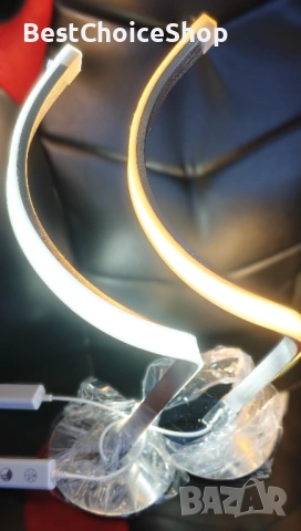 LED спирална настолна лампа с димиране – Модерна S-образна алуминиева, снимка 4 - Лед осветление - 53096449