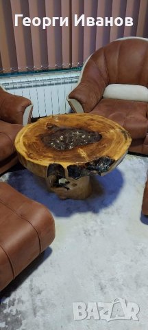 Холна Маса с епоксидна смола и светещ плот , снимка 2 - Маси - 44428427