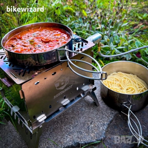 Bestargot Комплект тенджери и тигани за къмпинг неръждаема стомана НОВИ, снимка 3 - Къмпинг мебели - 51757346