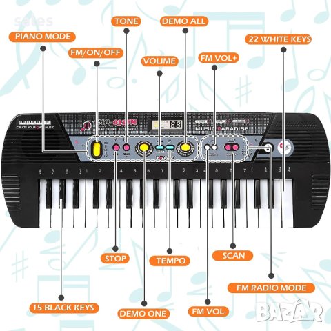Музикален инструмент йоника с микрофон 37 клавиша, снимка 5 - Музикални играчки - 42151044