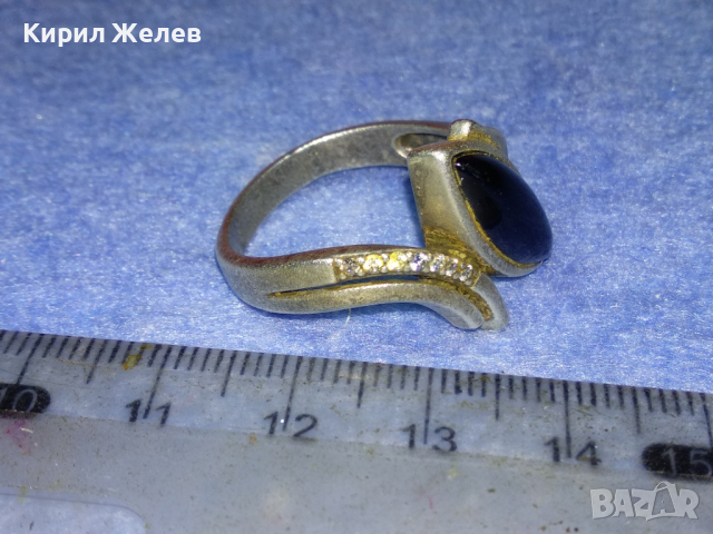 РАЗКОШЕН СКЪПОЦЕНЕН СРЕБЪРЕН ПРЪСТЕН СРЕБРО 925 с ШЛИФОВАН ЧЕРЕН ОНИКС и  ФАСЕТИРАНИ ЦИРКОНИ 43795, снимка 15 - Пръстени - 44659428