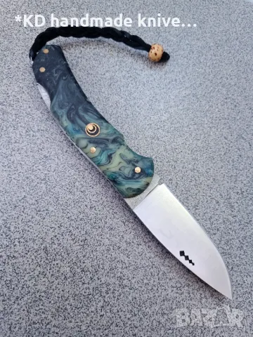 Сгъваем нож ръчно изработен + ПОДАРЪК кания, снимка 2 - Ножове - 47839743