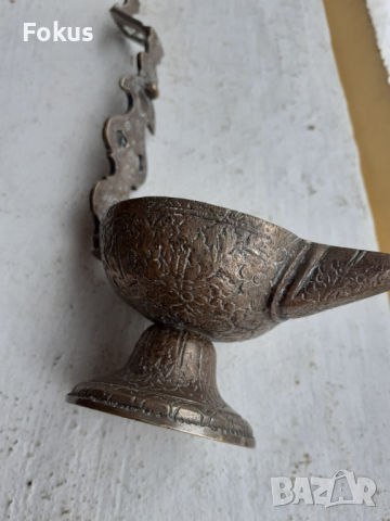 Стара османска кована маслена лампа кандило, снимка 3 - Антикварни и старинни предмети - 36226782