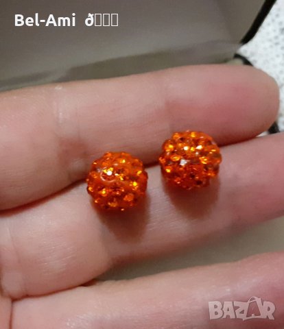 Оранжеви обеци със Сваровски камъни, снимка 4 - Обеци - 33878928