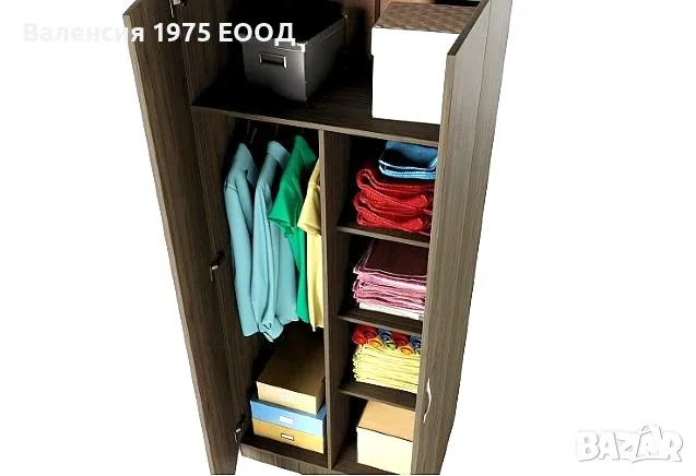 Двукрил гардероб Сити 1007 сонома, орех или комбинация бяло/ арвен, снимка 7 - Гардероби - 46495099