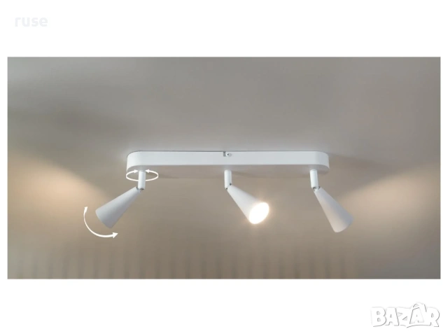 НОВИ! LED спот лампа плафон за таван тройка бял мат, снимка 4 - Лампи за таван - 53569345