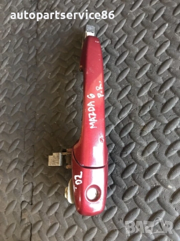 Външна дръжка за предна дясна врата червен цвят RHD за Mazda 6 (2002-2007), снимка 2 - Части - 53714376