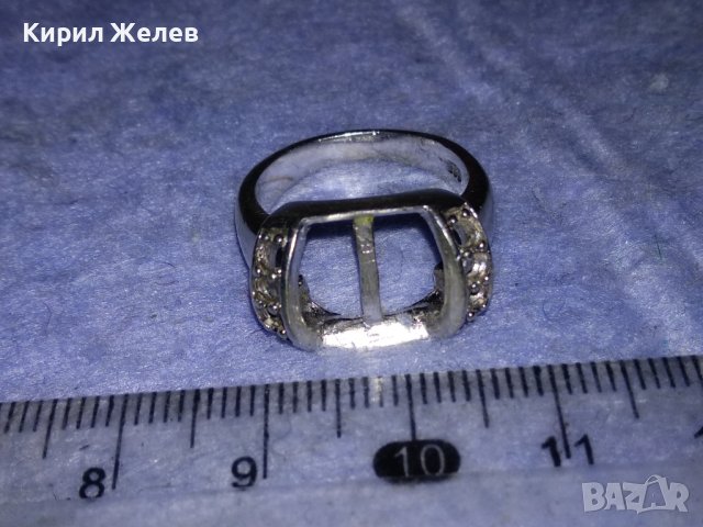 СТАР СРЕБЪРЕН ПРЪСТЕН СРЕБРО 925 с БЯЛА ПОЗЛАТА и МЯСТО За ИНКРУСТИРАНЕ на СКЪПОЦЕНЕН КАМЪК 38238, снимка 9 - Пръстени - 40932594