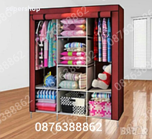 Текстилен триклирен гардероб, Органайзер за дрехи 130х175х45 см., снимка 4 - Гардероби - 41979740
