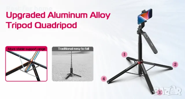 Трипод/ статив 180 см универсален телефони и камери ULANZI MA09, снимка 5 - Селфи стикове, аксесоари - 48468429