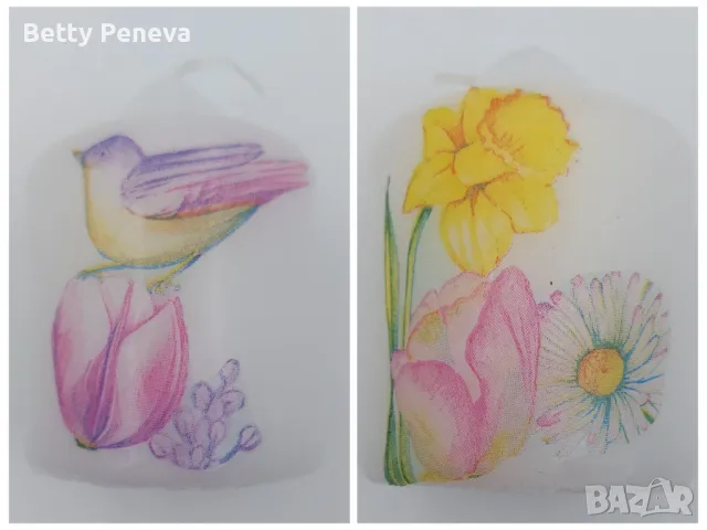 Свещ ръчно направена чрез декупаж