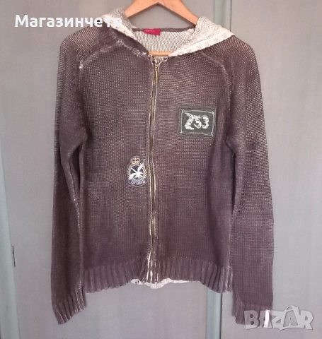 Плетена жилетка с цип и качулка 4YOU Jeans, размер М (S–M)