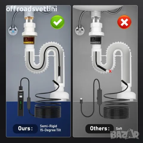 Безжична камера за ендоскоп – iOS/Android съвместимост, 720p, 5м кабел, снимка 5 - Аксесоари и консумативи - 50156972