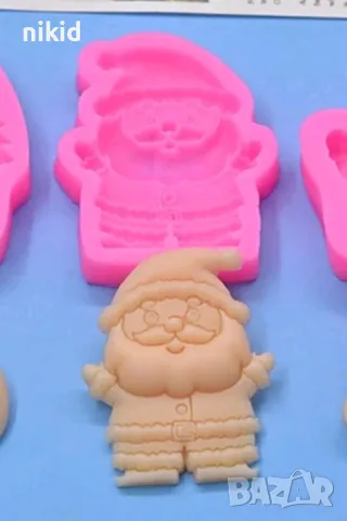 Дядо Коледа вдигнати ръце плитък силиконов молд форма фондан шоколад близалки декор украса, снимка 2 - Форми - 48045640