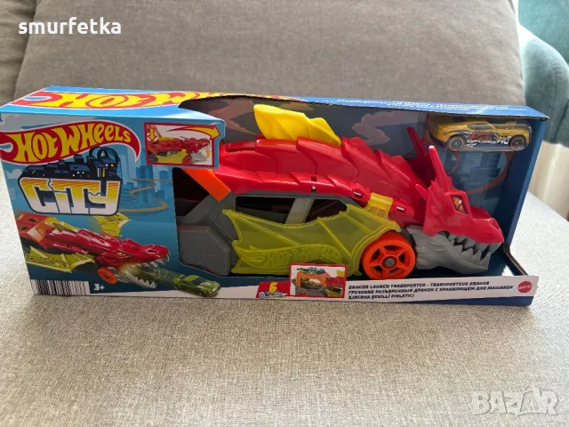 Автовоз Hot Wheels City - Транспортьор дракон, с количка, снимка 3 - Коли, камиони, мотори, писти - 50094790