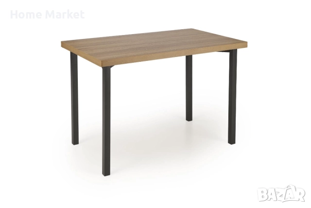 Комплект MILTON маса с 4 стола, натурално/черно   Материал - фурнирована плоскост - меламин , снимка 2 - Маси - 52596059