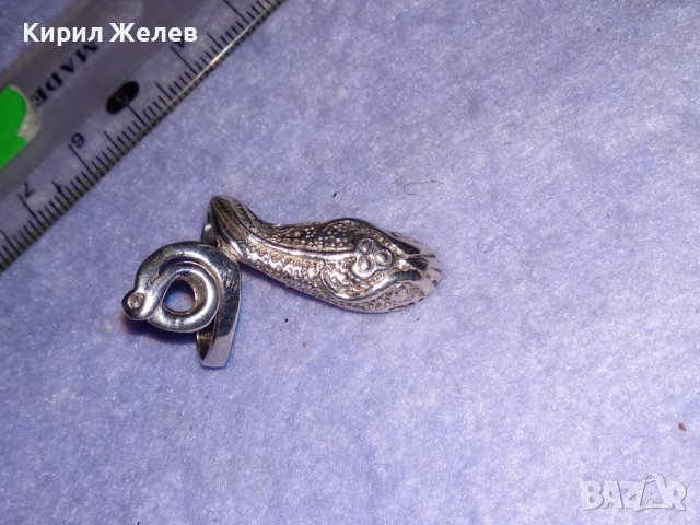 ЗМИЕВИДЕН СРЕБЪРЕН ФИГУРАЛЕН РЯДЪК АРТ ПРЪСТЕН СРЕБРО 925 с БЯЛА ПОЗЛАТА ФЕШЪН БИЖУ 35018, снимка 4 - Пръстени - 39507736