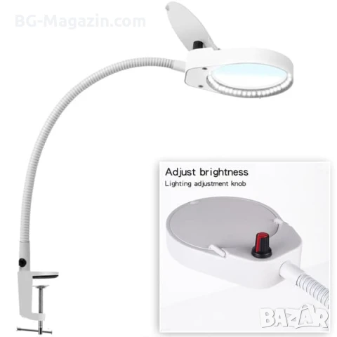 Професионална мощна увеличителна настолна лупа 10X увеличение с LED осветление за четене гоблени, снимка 2 - Други инструменти - 50921138