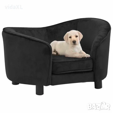 vidaXL Кучешки диван, черен, 69x49x40 см, плюш, снимка 2 - За кучета - 56146235