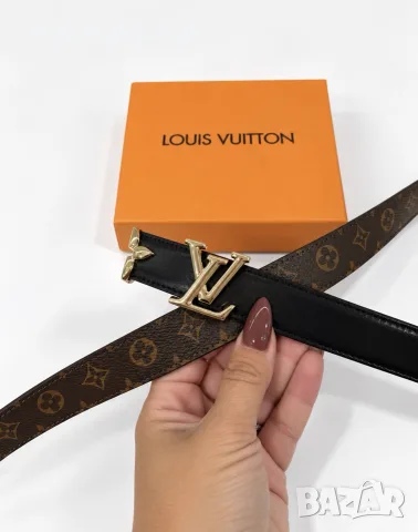 Louis Vuitton двулицев колан естествена кожа в кутия, снимка 4 - Колани - 56303387