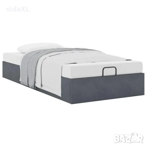 vidaXL Османска рамка за легло без матрак, тъмносива, 90x200см, кадифе, снимка 5 - Спални и легла - 56146978