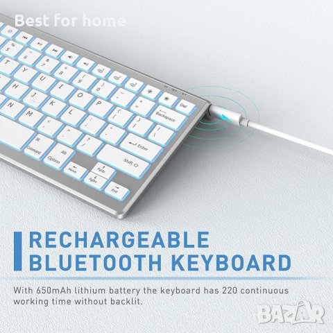 Безжична акумулаторна Bluetooth клавиатура с подсветка Jelly Comb, снимка 3 - Друга електроника - 38755600
