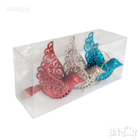 6188 Комплект коледни играчки за елха Птици, 3 броя, снимка 6 - Декорация за дома - 51909006