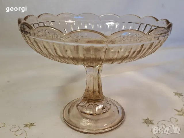 Стара стъклена фруктиера от цветно стъкло 14/1, снимка 3 - Антикварни и старинни предмети - 49396923