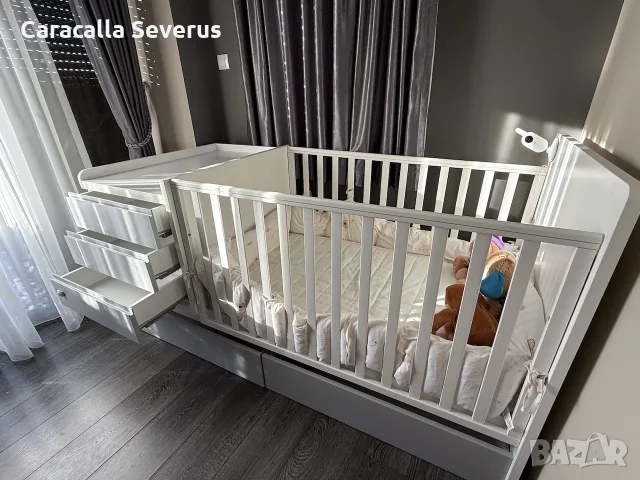 Премиум трансформираща се кошара Italbaby OSLO + пълен комплект (матрак и обиколници), снимка 4 - Бебешки легла и матраци - 55748277