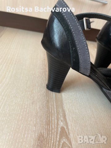 Черно-сиви обувки на среден ток, 36 номер, снимка 4 - Дамски обувки на ток - 35990879