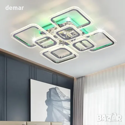 Квадратен LED плафон STCH, 100 W, 56 × 56 × 12 см, с дистанционно