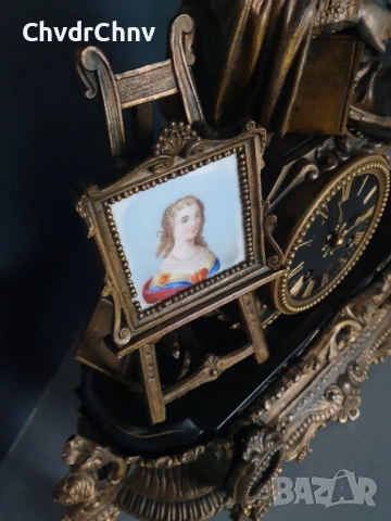 Франция 1800-те/46см-7кг стар френски каминен часовник/метална ЦАМ фигура-мрамор, снимка 7 - Антикварни и старинни предмети - 52465562