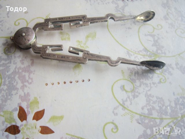 Уникална сребърна щипка за захар лед 19 век, снимка 9 - Колекции - 33938277