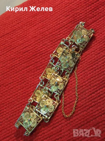 СТАРИННА ПОЗЛАТЕНА СРЕБЪРНА ГРИВНА ФИЛИГРАННО СРЕБРО ВИСОКА ПРОБА ФИНА МАЙСТОРСКА РЪЧНА РАБОТА 23396, снимка 16 - Антикварни и старинни предмети - 45972531