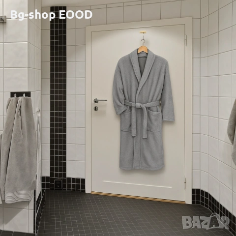 Луксозен Дамски Халат за Баня или СПА с джобове, Сив/Бял, снимка 10 - Други - 53808060