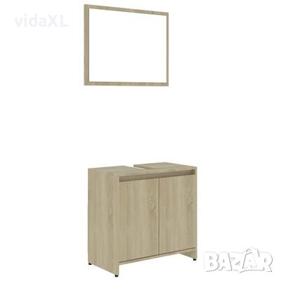 vidaXL Комплект мебели за баня, дъб сонома, ПДЧ（SKU:802654, снимка 1