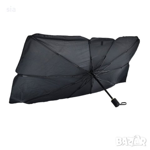 Сенник, Слънцезащитен сгъваем чадър за предно стъкло с калъф, 130x75см, снимка 3 - Аксесоари и консумативи - 41419334