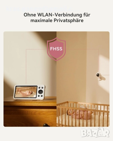 5-инчов WiFi видео бебешки монитор с камера и аудио momcozy, снимка 6 - Бебефони - 52190224